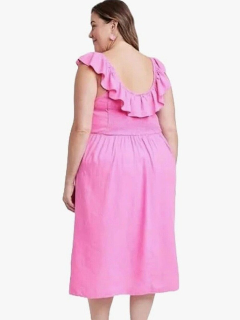 Ava & Viv Pink Xxl Ruffle Trim Dress Womens - Picture 2 of 12
